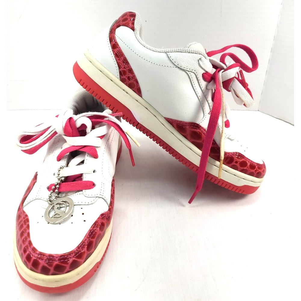 Vintage Y2K Baby Phat Sneakers Womens Pink White Sz 7.5 Leather Cat Logo